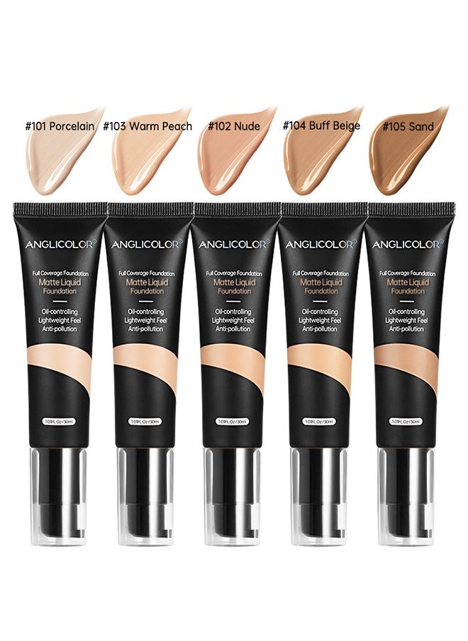 Anglicolor - Matte Oil Control Concealer Foundation Flawless Soft Long Lasting Foundation Makeup,Waterproof Full Coverage Face Makeup Strong Concealer Foundation For Oily Acne Skin 103 - Image 1