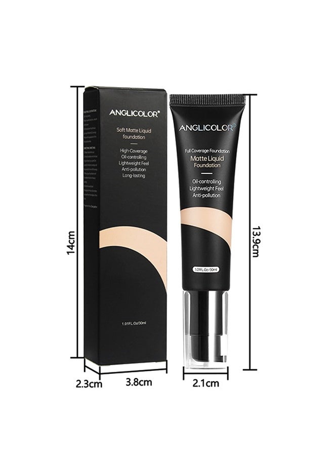 Anglicolor - Matte Oil Control Concealer Foundation Flawless Soft Long Lasting Foundation Makeup,Waterproof Full Coverage Face Makeup Strong Concealer Foundation For Oily Acne Skin 103 - Image 1