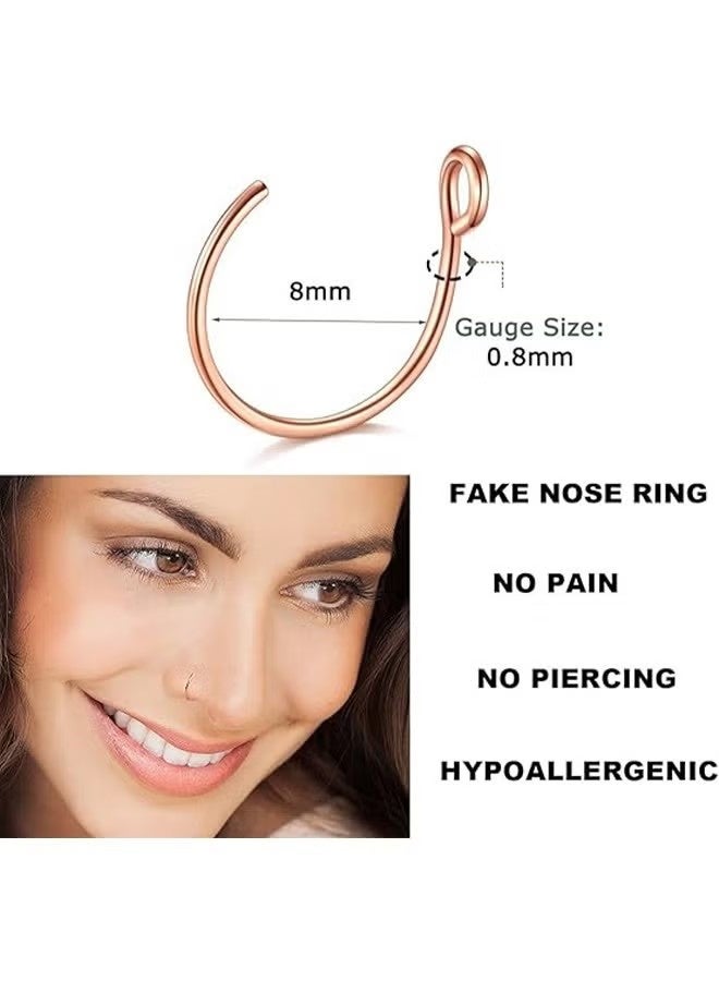 6 Pcs Non Piercing Fake Piercings Face Nose Ring Hoop, Nose Piercing Hoop Stainless Steel Non Piercing Nose Rings Hoop Jewelry for Women Men Body Jewelry, Gift for Women Girls Teen-girls Men - Image 3