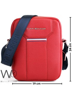 Tommy Hilfiger Plus Tommy Hilfiger Red Crossbody Messenger Leather Bag For Men  - Image 3