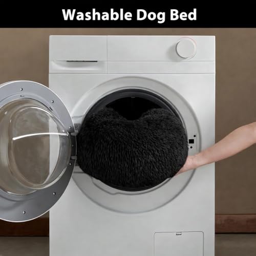ZEXSAZONE 2-in-1 Reversible Summer Cooling Donut Pet Bed for Cats & Puppies | Ultra Soft Washable Round Bed for Persian Cat, Shih Tzu & Small Dogs | Black | Small Pets - Image 5
