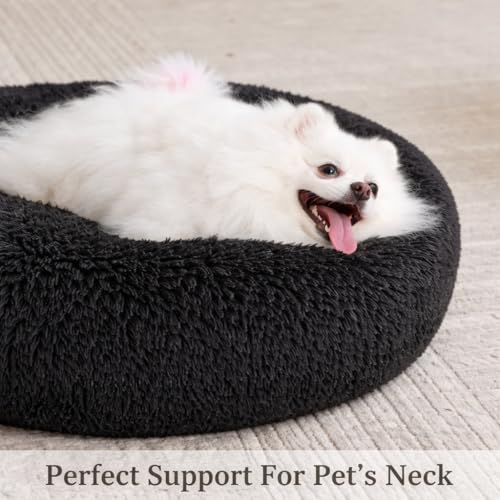 ZEXSAZONE 2-in-1 Reversible Summer Cooling Donut Pet Bed for Cats & Puppies | Ultra Soft Washable Round Bed for Persian Cat, Shih Tzu & Small Dogs | Black | Small Pets - Image 2