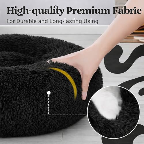 ZEXSAZONE 2-in-1 Reversible Summer Cooling Donut Pet Bed for Cats & Puppies | Ultra Soft Washable Round Bed for Persian Cat, Shih Tzu & Small Dogs | Black | Small Pets - Image 4
