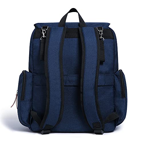 Land diaper bag multi-function waterproof travel backpack nappy bags insulated compartment pockets wipes pocket (navy blue) - Image 2