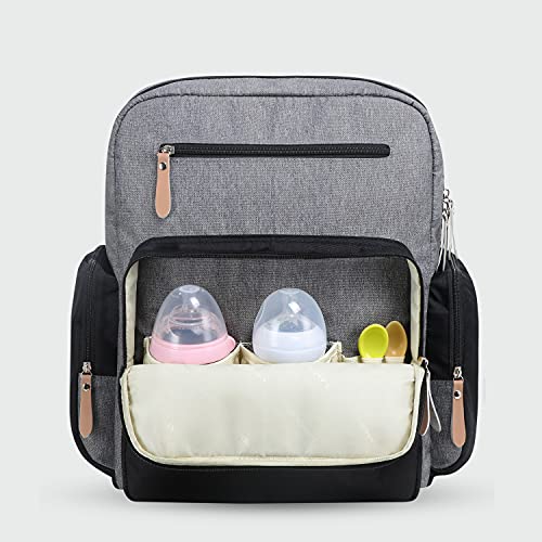 Land diaper bag multi-function waterproof travel backpack nappy bags insulated compartment pockets wipes pocket (navy blue) - Image 4
