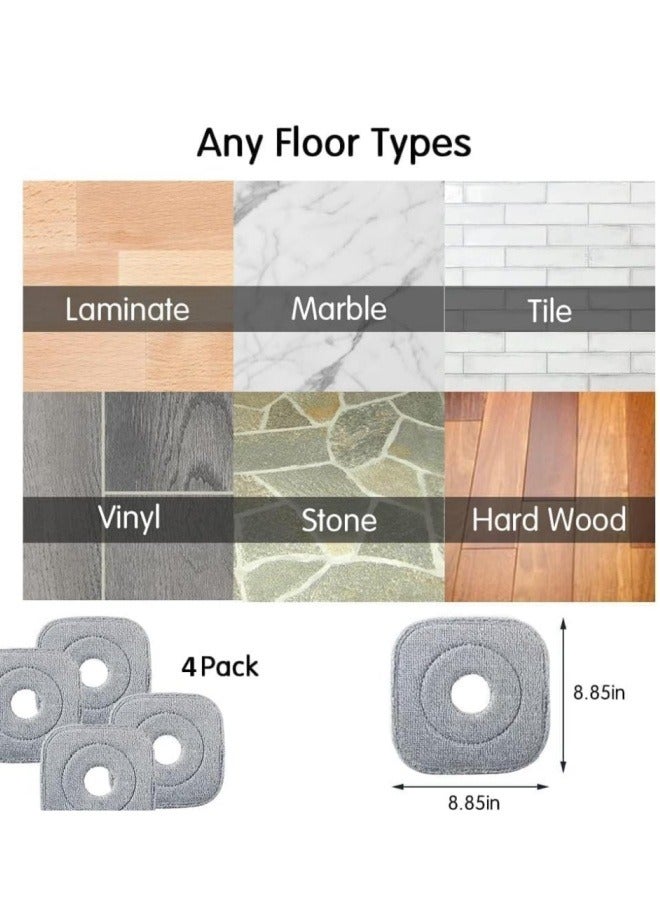 4pcs Washable Microfiber Square Mop Pads Mop Cloth,Replacement Mop Head for Floor Cleaning Mop Replacement Parts,Reusable Microfiber Mop Heads Cloth Pads for Cleaning Wood Glass Ceramic Floors - Image 2