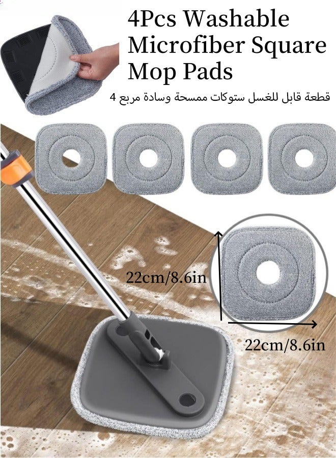 4pcs Washable Microfiber Square Mop Pads Mop Cloth,Replacement Mop Head for Floor Cleaning Mop Replacement Parts,Reusable Microfiber Mop Heads Cloth Pads for Cleaning Wood Glass Ceramic Floors - Image 1