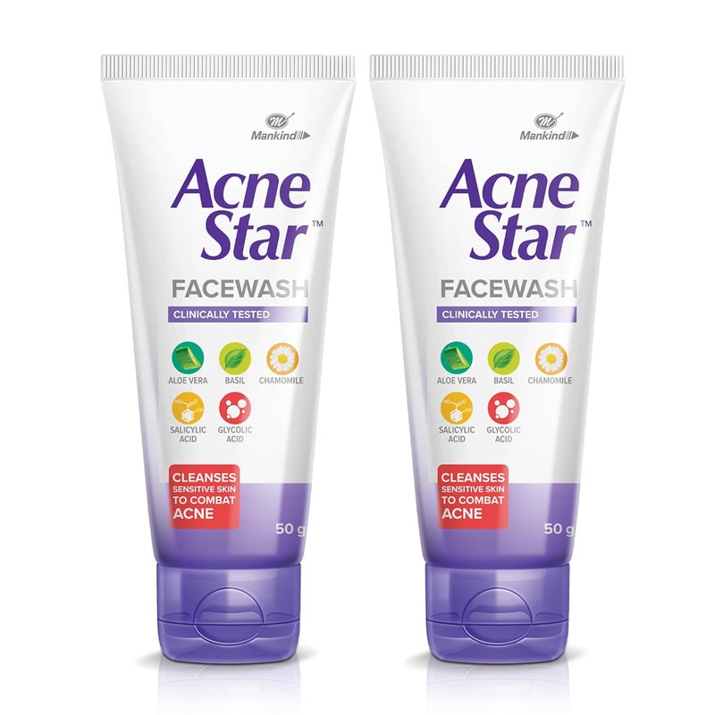 Acnestar غسول وجه أكنيستار مان كايند للجنسين 50 غرام 2 قطعة - Image 1