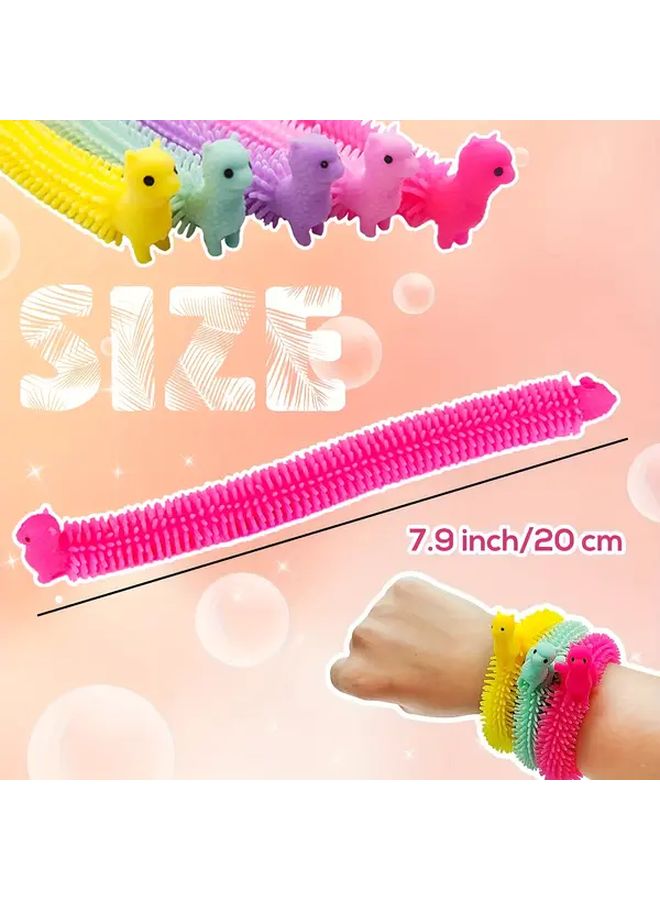 6pcs Alpaca Sensory Stretchy Noodle Toys Colorful Fidgets Rubber for Kids Classroom Rewards - Image 2