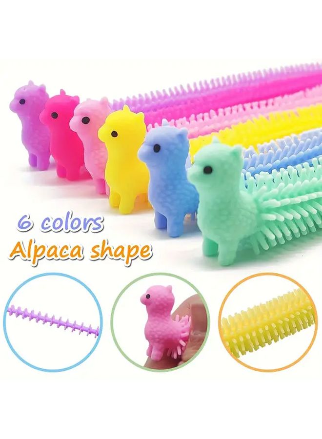 6pcs Alpaca Sensory Stretchy Noodle Toys Colorful Fidgets Rubber for Kids Classroom Rewards - Image 3