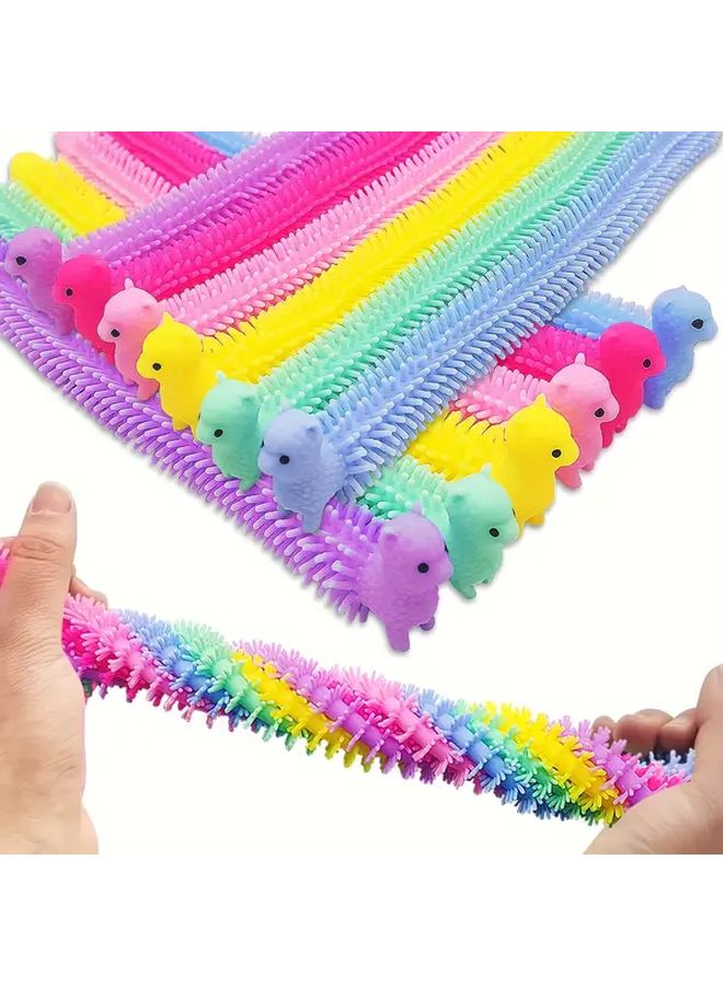 6pcs Alpaca Sensory Stretchy Noodle Toys Colorful Fidgets Rubber for Kids Classroom Rewards - Image 5