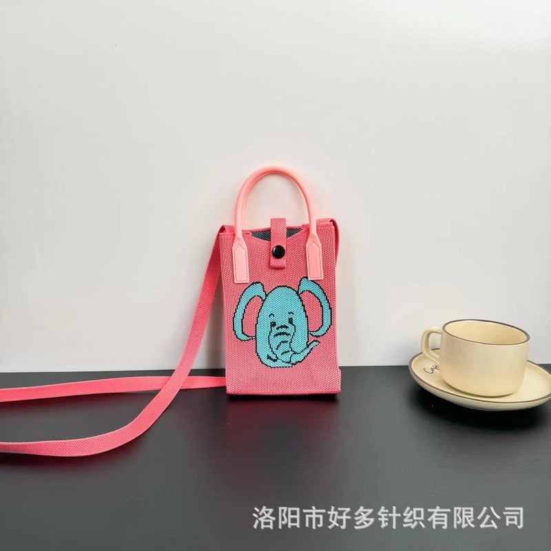 Advanced Sense Ins Mobile Phone Bag New Cartoon Knitted Bag Dopamine Niche All-Match Crossbody Shoulder Bag Handbag - Image 5