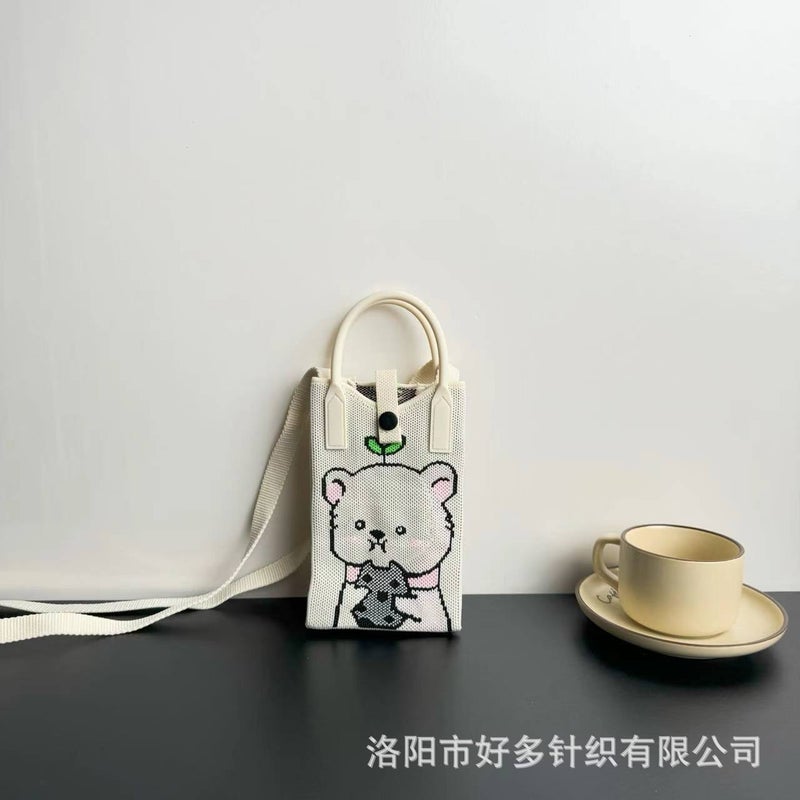Advanced Sense Ins Mobile Phone Bag New Cartoon Knitted Bag Dopamine Niche All-Match Crossbody Shoulder Bag Handbag - Image 1