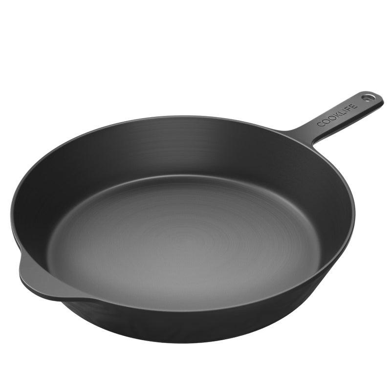 COOKLIFE 12 Inch Lightweight Pre-Seasoned Cast Iron Skillets - Smooth Polished Surface, Easy to Clean Cast Iron Pan Use in the Oven, on the Stove or Grill, Over a Campfire - Image 1