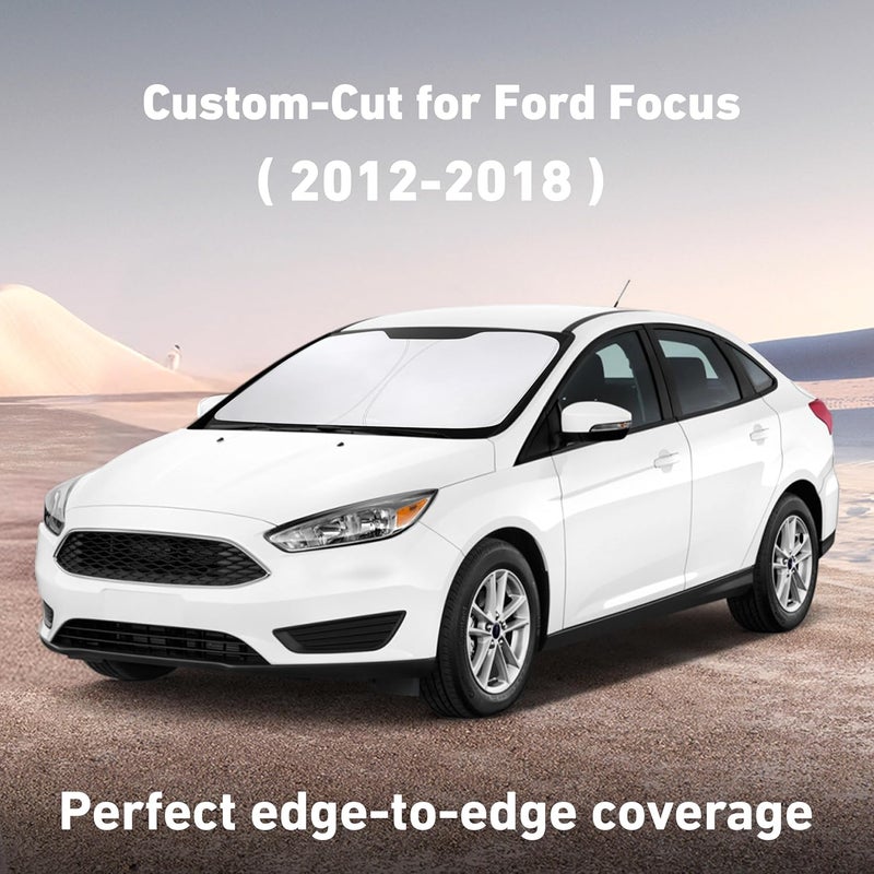 EcoNour Windshield Sunshade for Ford Focus 2012-2016 2017 2018, Sun Visor for Front Windshield & Window Sun Shade Cover, UV Heat Blocker & Protector, Car Accessories - Image 2