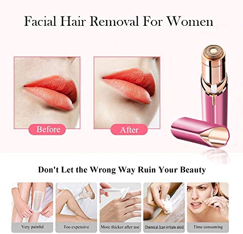 claities Facial Hair Remover for Women- as Seen on TV Painless Face Shaver -Mini Hair Remover, Electric Razor Shaver Portable Bikini Epilator for Lips, Chin, Armpit, Peach Fuzz, Fingers, Neck, Cheek (Rose red) - Image 4