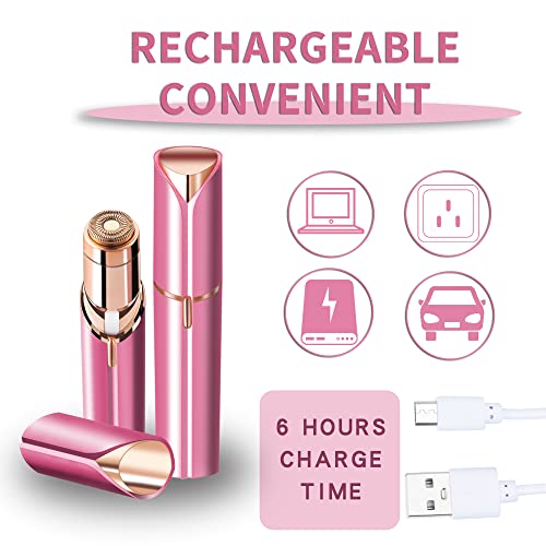 claities Facial Hair Remover for Women- as Seen on TV Painless Face Shaver -Mini Hair Remover, Electric Razor Shaver Portable Bikini Epilator for Lips, Chin, Armpit, Peach Fuzz, Fingers, Neck, Cheek (Rose red) - Image 3