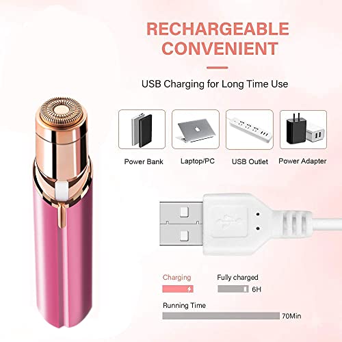 claities Facial Hair Remover for Women- as Seen on TV Painless Face Shaver -Mini Hair Remover, Electric Razor Shaver Portable Bikini Epilator for Lips, Chin, Armpit, Peach Fuzz, Fingers, Neck, Cheek (Rose red) - Image 5