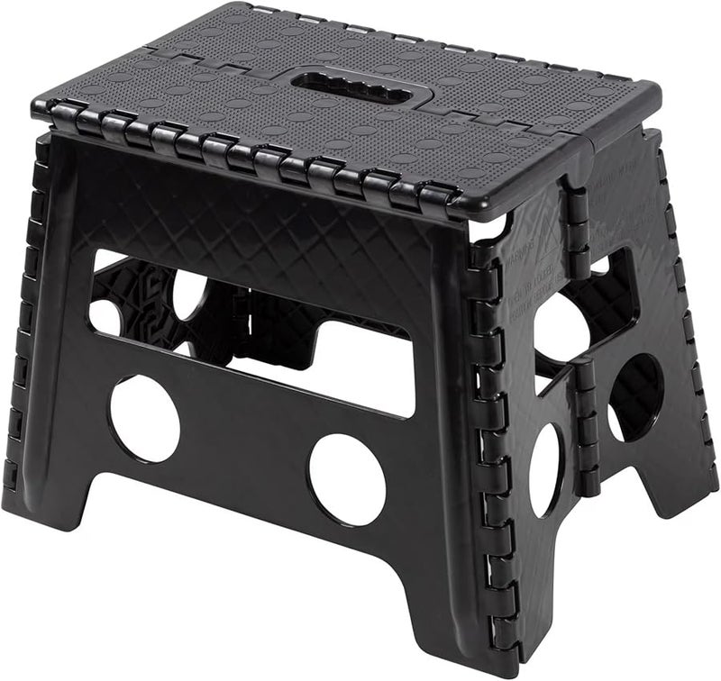 Black Plastic Folding One Step Stool for Kids and Adults - Image 1