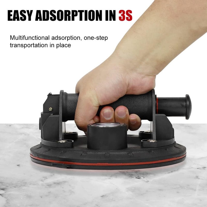 DEWINNER Glass Suction Cups 8" Suction Cups - 2 Pack to Lift Large Glass, Industrial Vacuum Suction Cup with Handle, Heavy Duty Hand-held Lifter for Tile Move Window Replacement, 260KG with Carry Case - Image 4