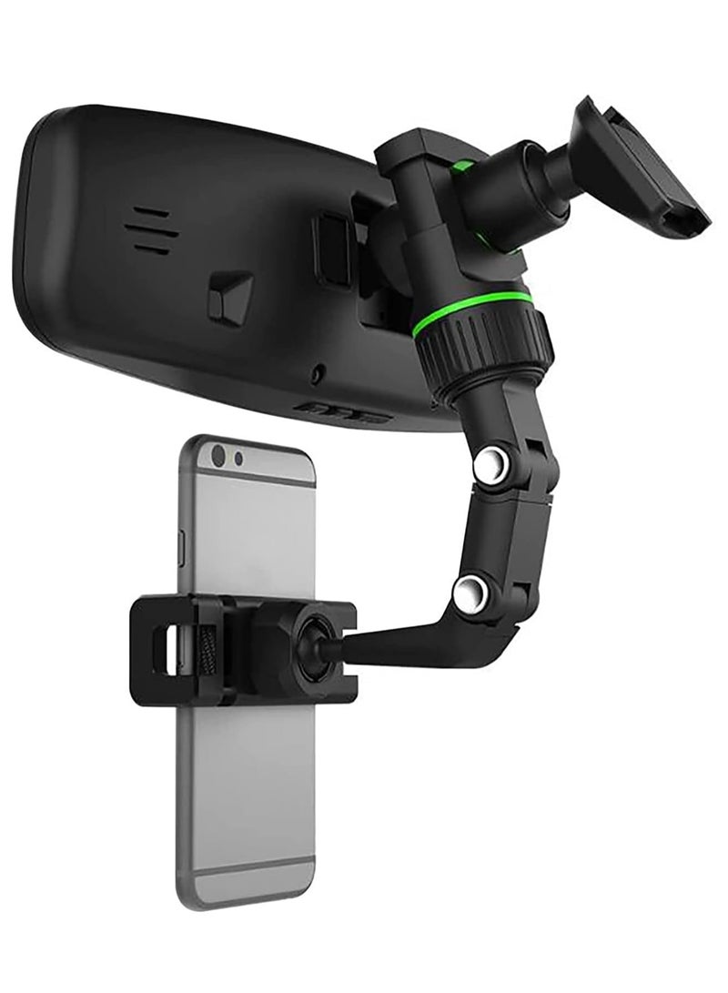 360° Rear View Mirror Phone Holder, Multifunctional Rearview Mirror Phone Holder with 3 in 1 Charging Cable - Image 2