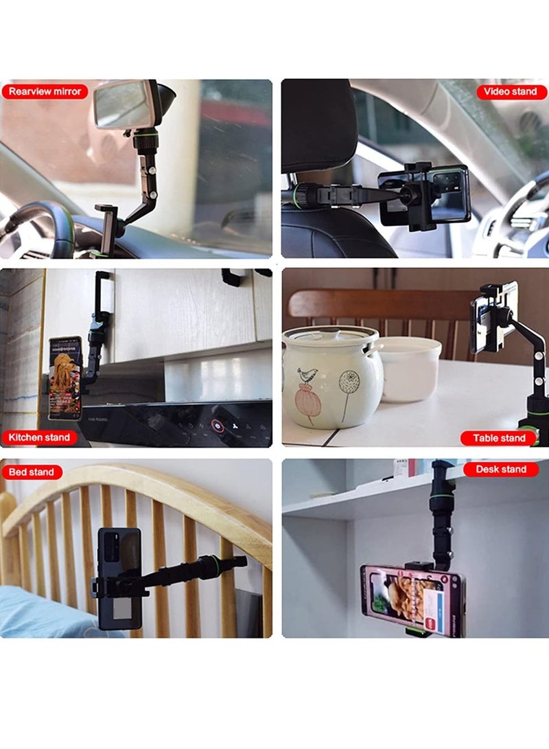 360° Rear View Mirror Phone Holder, Multifunctional Rearview Mirror Phone Holder with 3 in 1 Charging Cable - Image 4