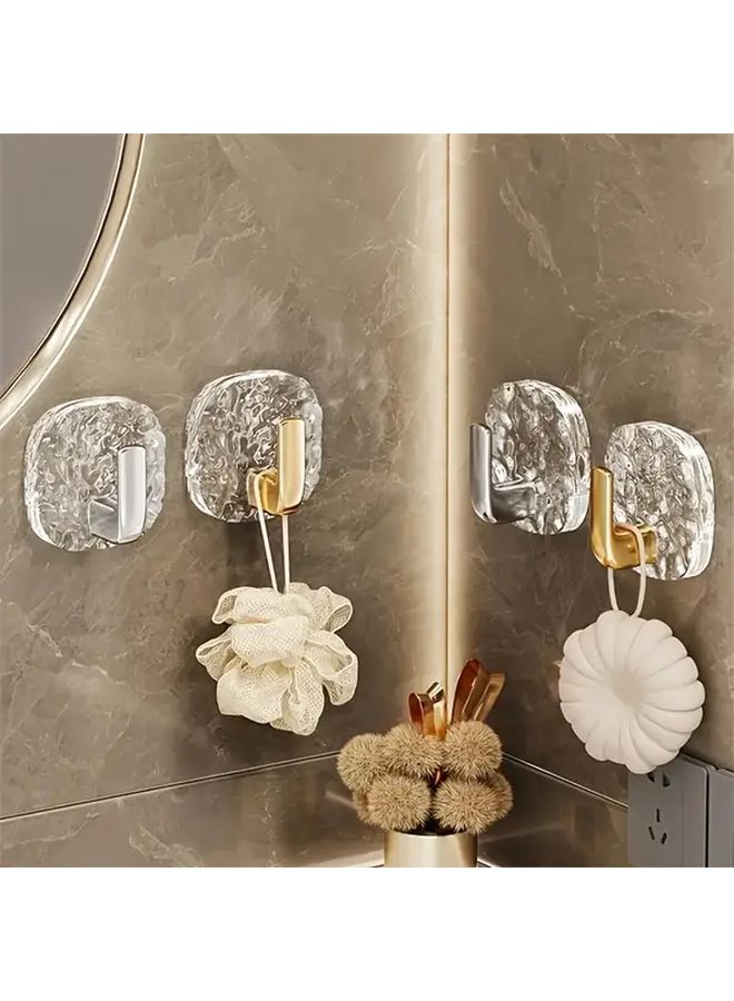 4Pcs Golden Ice Flower Wall Hooks Heavy Duty Adhesive Screw Mount No Drill Installation - Image 3