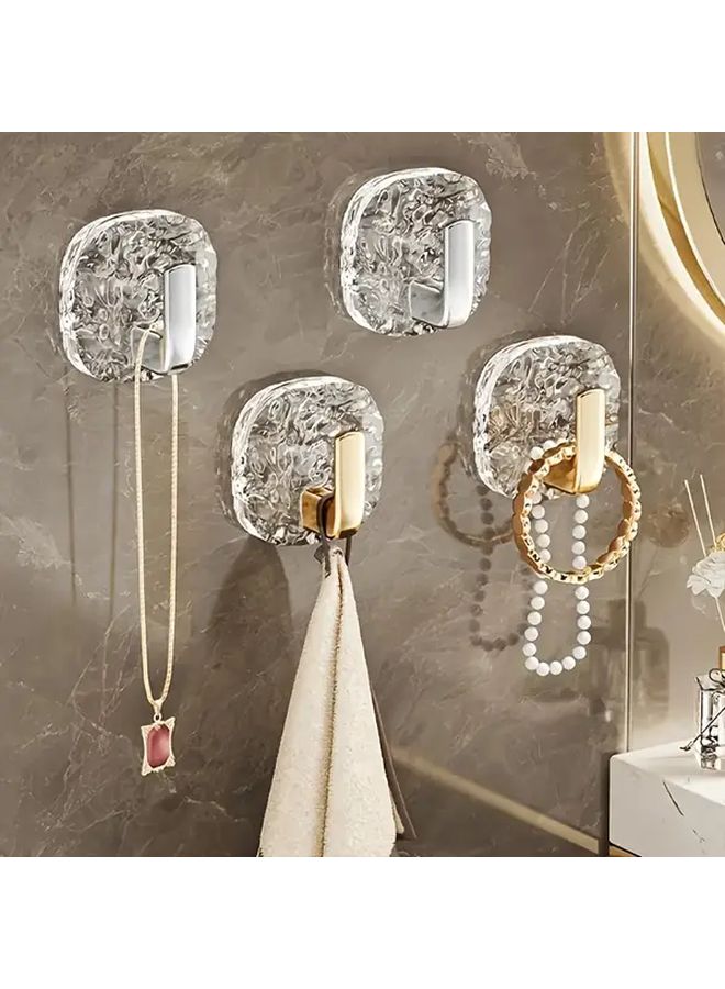 4Pcs Golden Ice Flower Wall Hooks Heavy Duty Adhesive Screw Mount No Drill Installation - Image 2