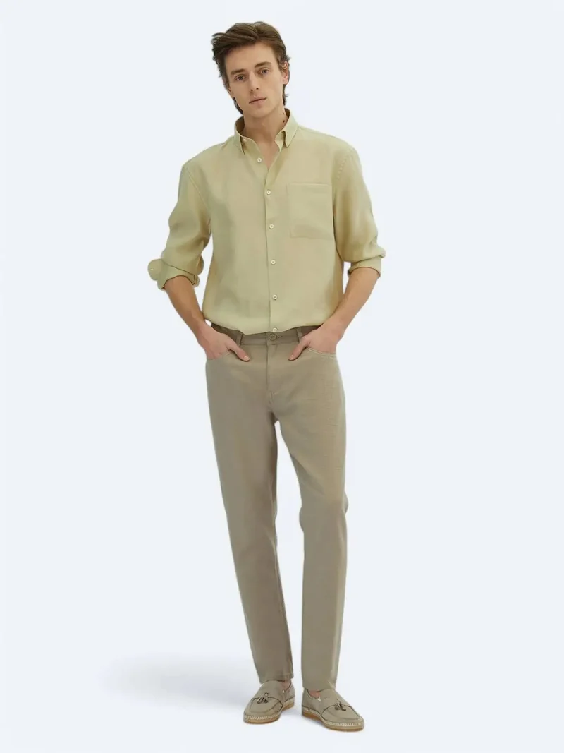 Kip Mink Weaving Regular Fit Casual Cotton Blended Trousers