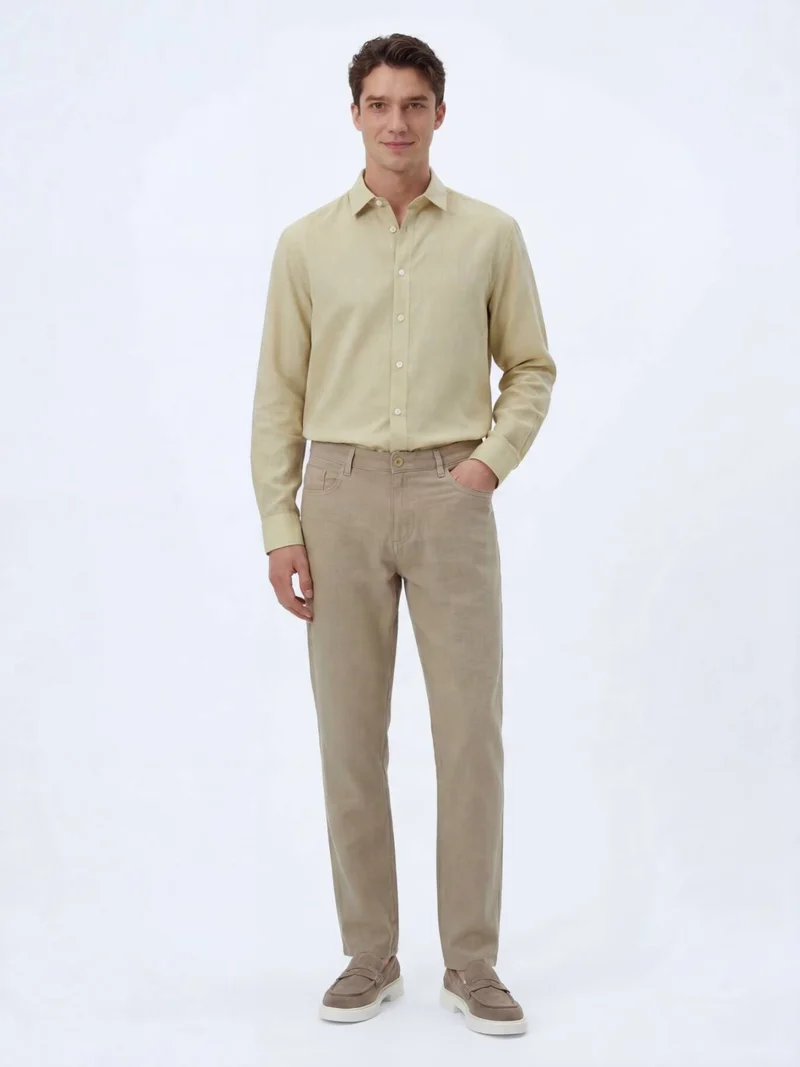 Kip Mink Weaving Regular Fit Casual Cotton Blended Trousers
