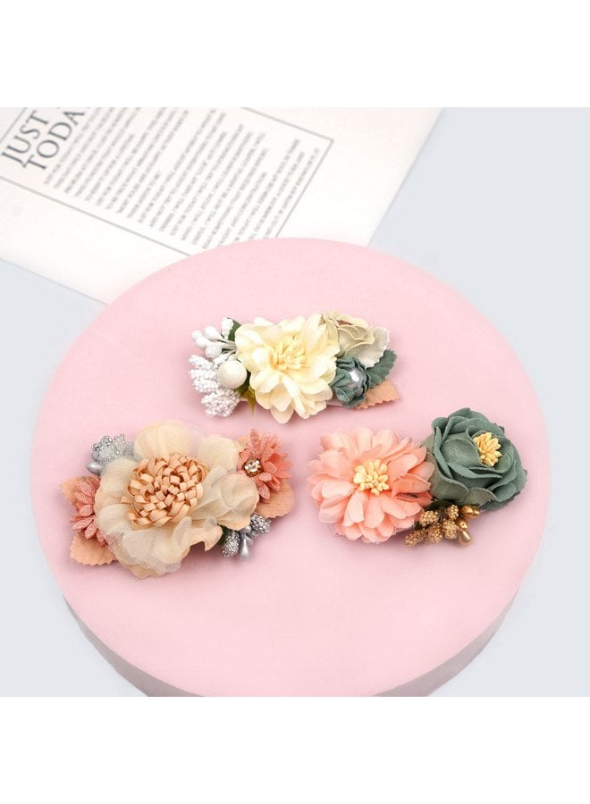 BBgifts 6 PCS Handmade Flower Hair Bows Fully Lined Alligator Hair Clips Faux Pearls Floral Hair Clips Barrettes Hair Accessories for Women Girls Toddlers Kids Children - Image 5