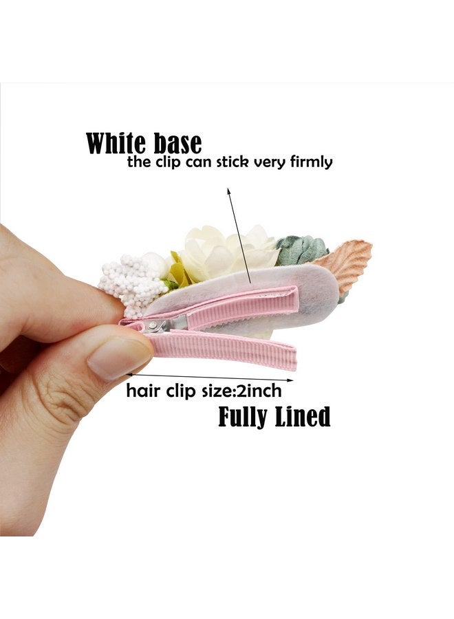 BBgifts 6 PCS Handmade Flower Hair Bows Fully Lined Alligator Hair Clips Faux Pearls Floral Hair Clips Barrettes Hair Accessories for Women Girls Toddlers Kids Children - Image 3