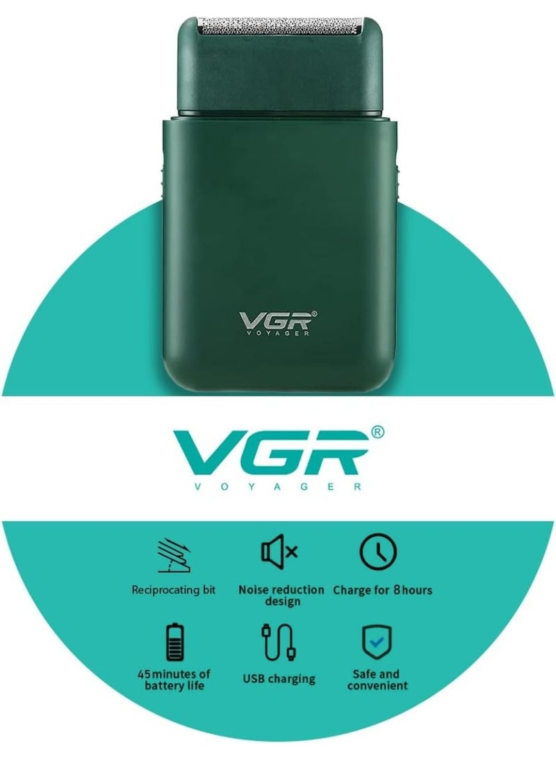 VGR v-390 shaving machine for men electric shaver for men's Foil Shaver with Pop-up Trimmer and USB Charging - Super Trim for Precise Trimming whit Beard Brush (Gift) green - Image 3