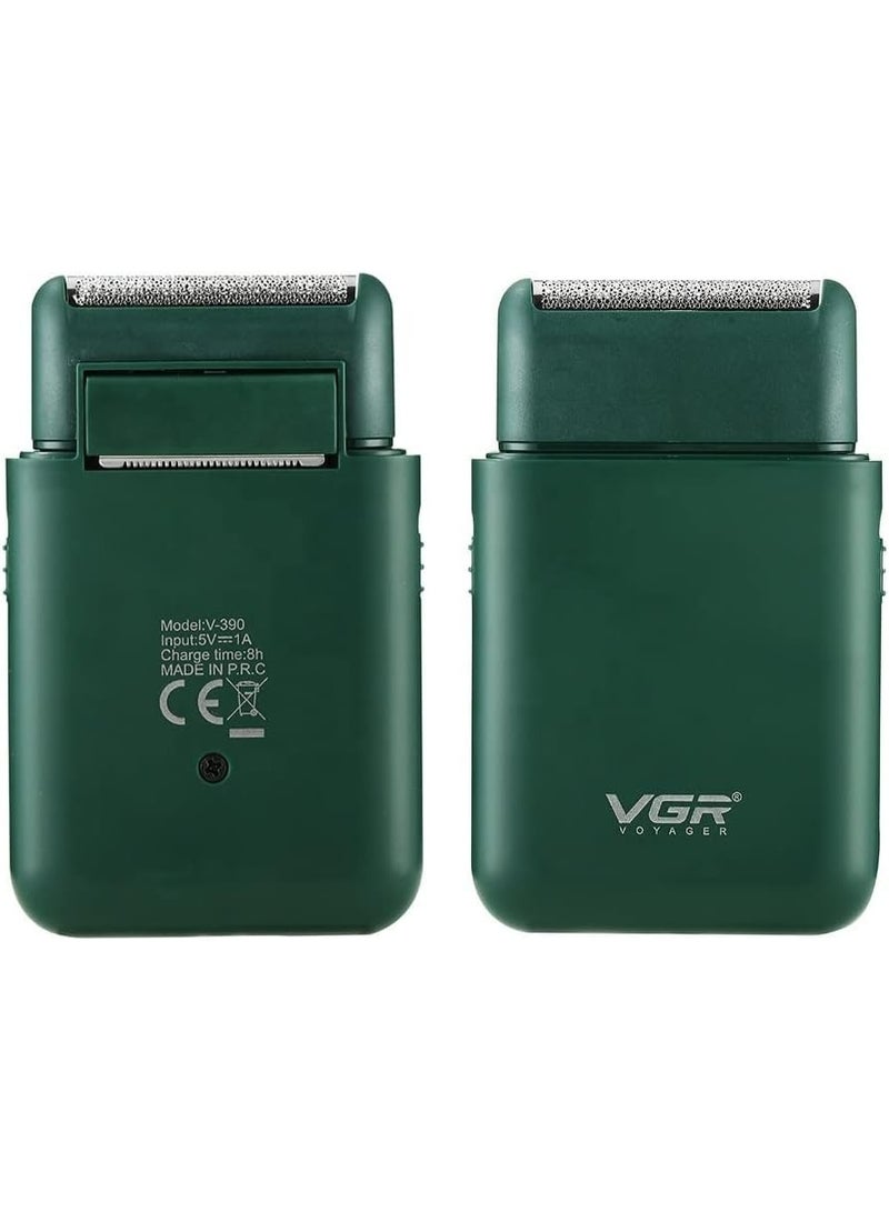 VGR v-390 shaving machine for men electric shaver for men's Foil Shaver with Pop-up Trimmer and USB Charging - Super Trim for Precise Trimming whit Beard Brush (Gift) green - Image 1