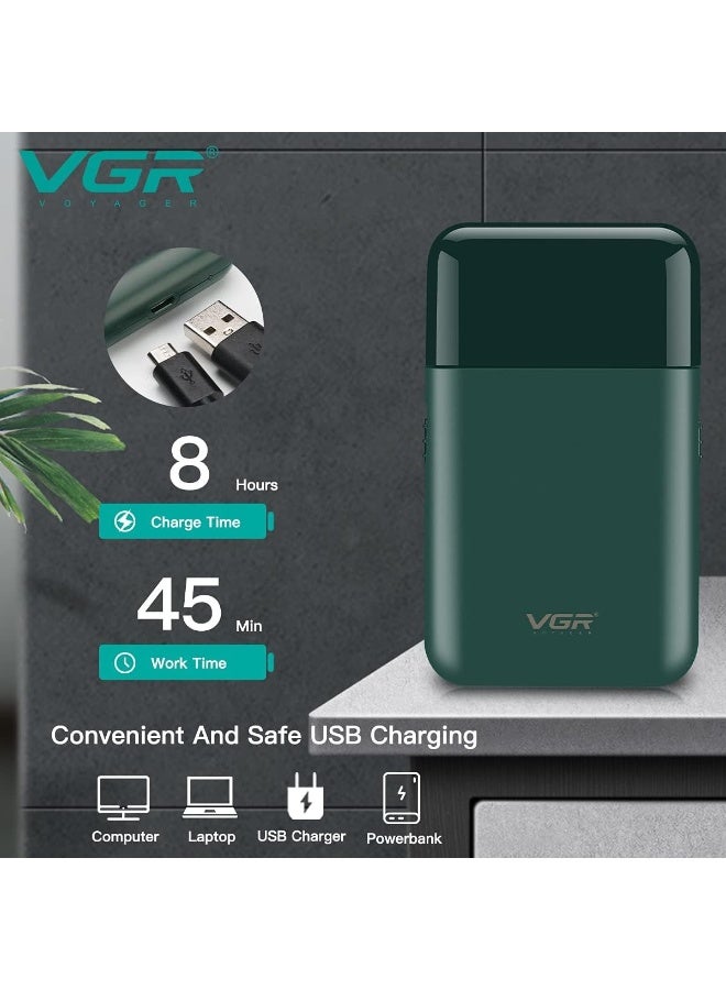 VGR v-390 shaving machine for men electric shaver for men's Foil Shaver with Pop-up Trimmer and USB Charging - Super Trim for Precise Trimming whit Beard Brush (Gift) green - Image 5