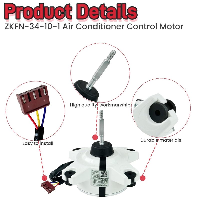 IXGPUTS ZKFN-34-10-1 Air Conditioner Control Motor Brushless DC Motor DC310V 34W 0.16A 1000r/min,Variable Frequency air Conditioning External Fan Replacement Parts,Connector: 3-Wire,Rot:CW - Image 3