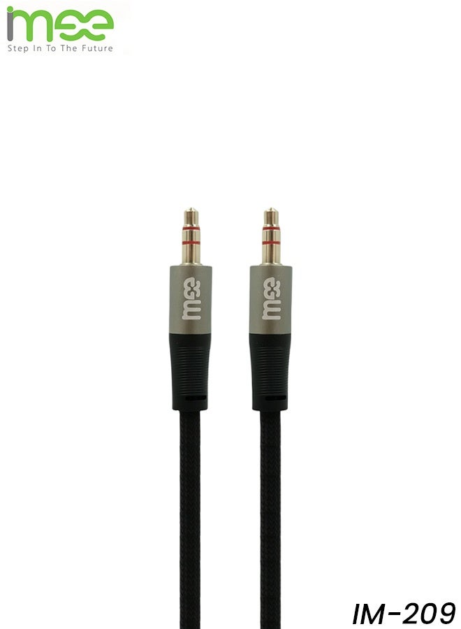 آیمی كابل AUX IM-209 بطول 3.5 مم (1 متر) لأجهزة ستيريو السيارات والهواتف الذكية ومكبرات الصوت وأجهزة الكمبيوتر المحمولة | سلك مضفر متين مقاوم للتشابك، بجودة صوت عالية الدقة، موصل رفيع يعمل مع جراب الهاتف | كابل صوت PowerPort عالمي - Image 1