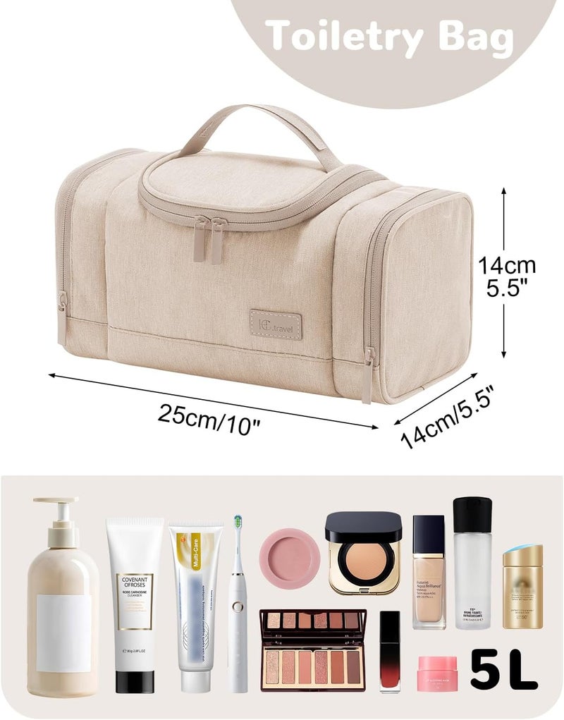 Outplea Small Toiletry Bag Wash Bag Men Women Wash Bag for Travel with Handle Portable Travel Toiletry Bag for Holiday Sports, beige, Einheitsgröße Multi-market matching options - Image 2