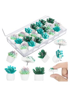 Y&D 20 Pcs Push Pins for Cork Board Decorative Cute Thumb Tacks and Bulletin Office Decor Cubicle Desk Accessories Succulent Set  - Image 1