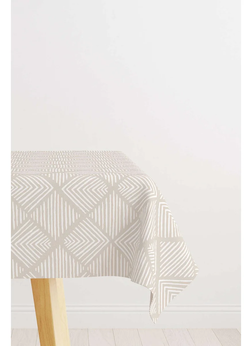 Cango Home Cream White Bohemian Scandinavian Geometric Patterned Digital Printed Tablecloth CGH1210-MS