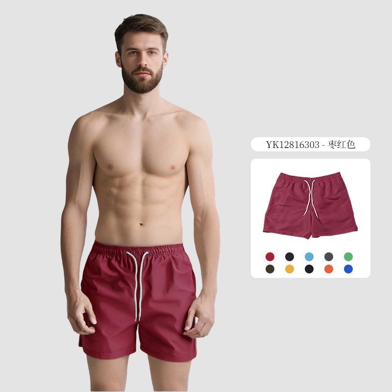 Men''s Peach Skin Velvet Solid Color Four-Point Size Loose Lined Summer Swimming Surfing Seaside Vacation Beach Pants Wholesale - Image 1