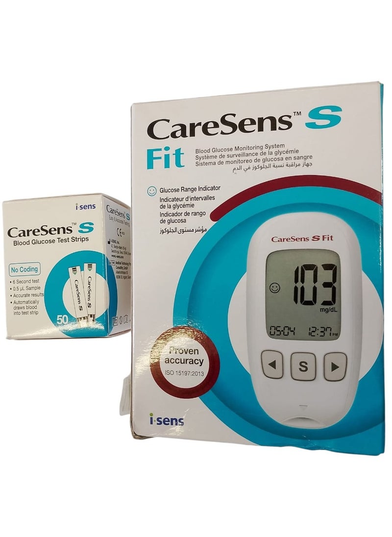 I-Sens - Caresens S-Fit Blood Sugar Analysis Device With 50 Strips - Image 1