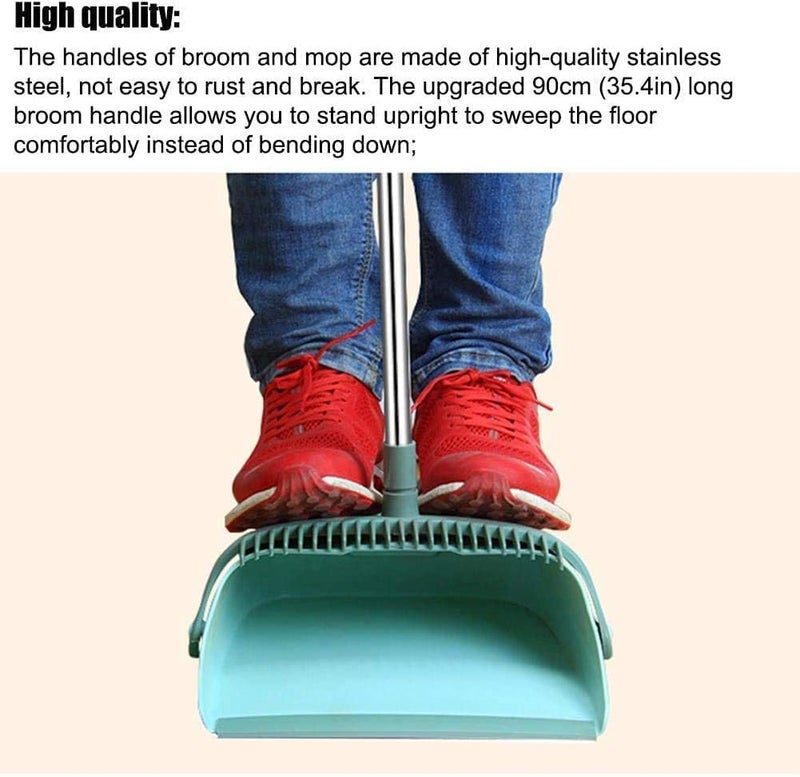 TRADYLong Handled Dustpan and Brush Set Strong Metal Handle Dust Pan with Floor Sweeping Broom Sweeper by The Dustpan and Brush Store [Multi Colour] - Image 4
