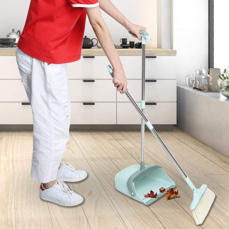 TRADYLong Handled Dustpan and Brush Set Strong Metal Handle Dust Pan with Floor Sweeping Broom Sweeper by The Dustpan and Brush Store [Multi Colour] - Image 3