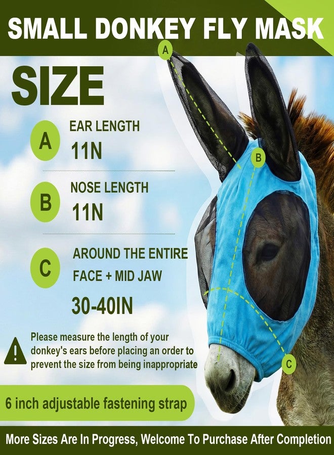Yeyeplum Mini Donkey Fly Mask with Ears Protection, Stretchy Mule Mask with Big Mesh Eye Covers, Soft on Skin, Comfortable Breathable Protection from Insects and Bugs - Image 2