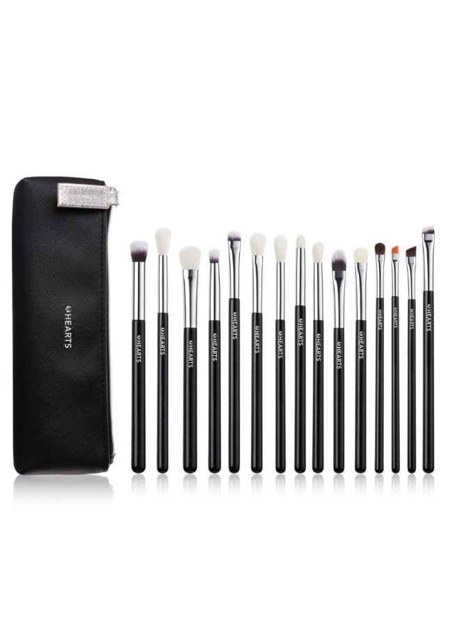 Hearts Luxury Eye Makeup Brush Set - 15 Brushes - Image 1