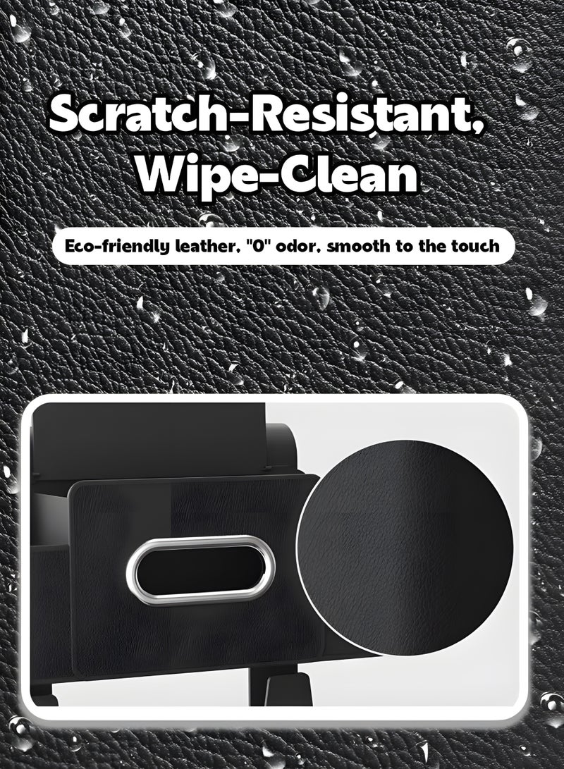 Car Organizers A leather car seat back storage bag with foldable table support, and a multi-pocket hanging storage bag for car seat backs - Image 3