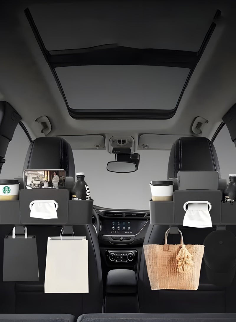 Car Organizers A leather car seat back storage bag with foldable table support, and a multi-pocket hanging storage bag for car seat backs - Image 5