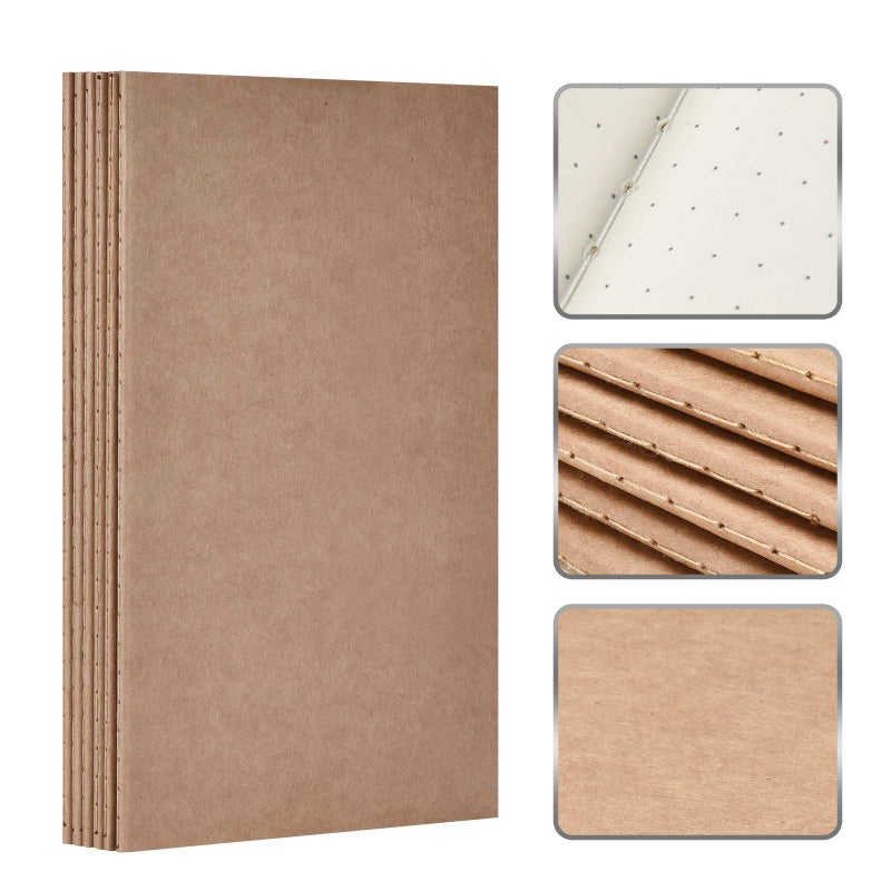 TWONE Travel Journal, 6 Pack Notebook Journal for Travelers Work School Writing Note Taking Kraft Brown Soft Cover Notebooks 5.5â€ x 8.25â€, 60 Dot Grid Pages, 30 Sheets - Image 4
