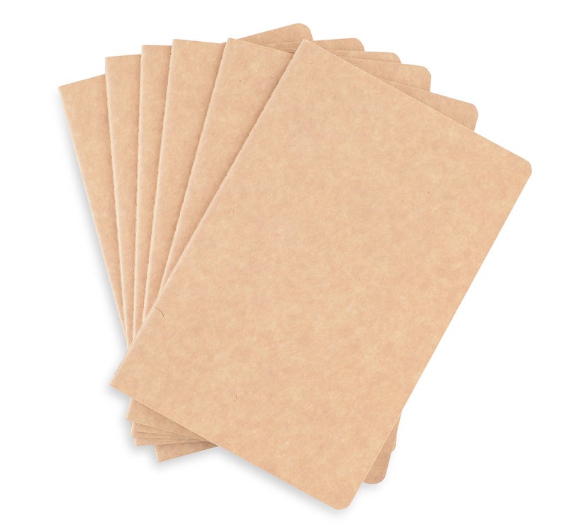 TWONE Travel Journal, 6 Pack Notebook Journal for Travelers Work School Writing Note Taking Kraft Brown Soft Cover Notebooks 5.5â€ x 8.25â€, 60 Dot Grid Pages, 30 Sheets - Image 1